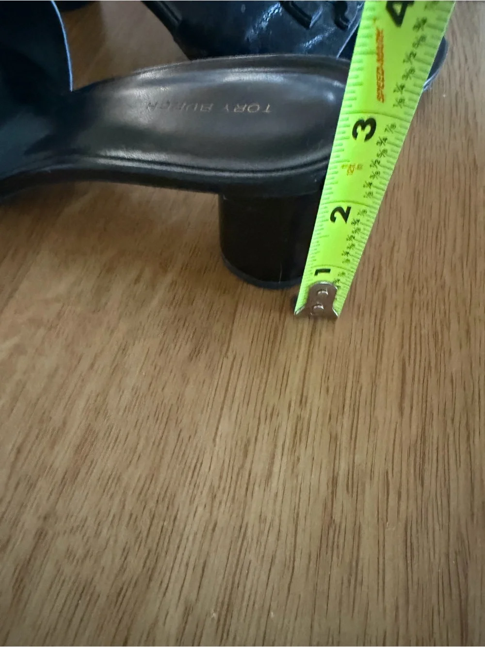 Tory Burch Black Leather Logo Slide Heels Size 8M
